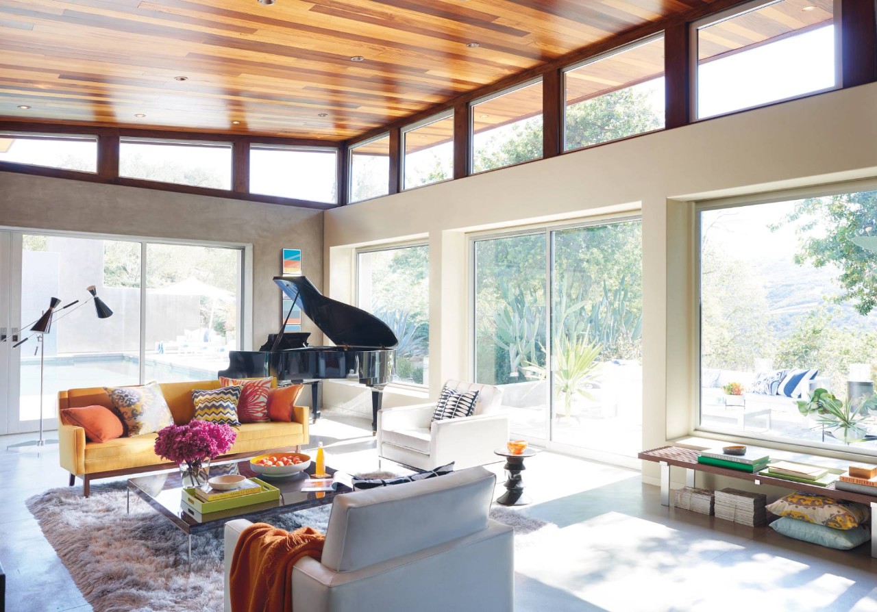 Hunter Douglas Duette® Cellular Shades decorating a brightly lit living room near Costa Mesa, CA
