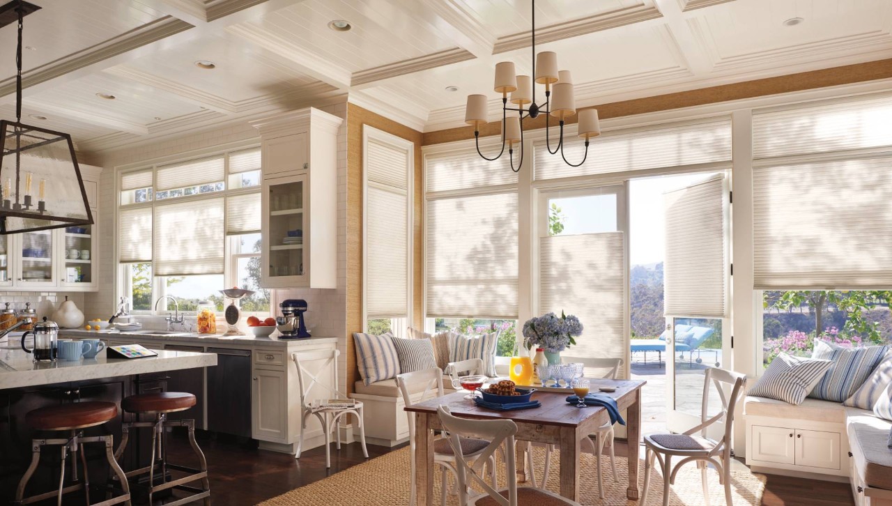 Hunter Douglas Duette® Cellular Shades on French Doors near Costa Mesa, California (CA)