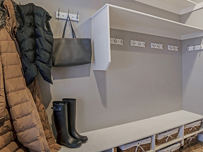 inside wall hooks in the mudroom